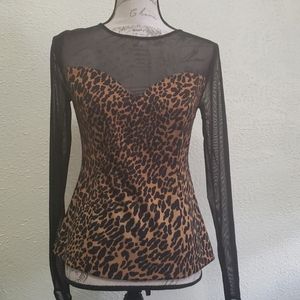 Guess long sleeve shear and cheetah print GU sz M